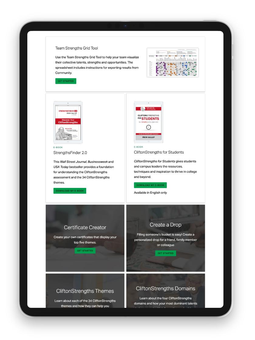 Resources and Tools as viewed from mobile device